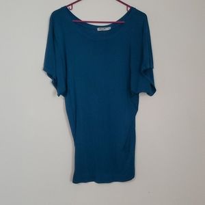 Teal boat neck shirt